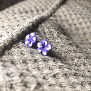Purple Flower Earrings